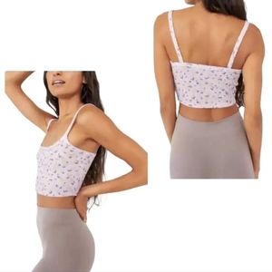 NEW 《 Free People Intimately 》 Crop Tank Top Lilac Combo Floral Knit Brami Large